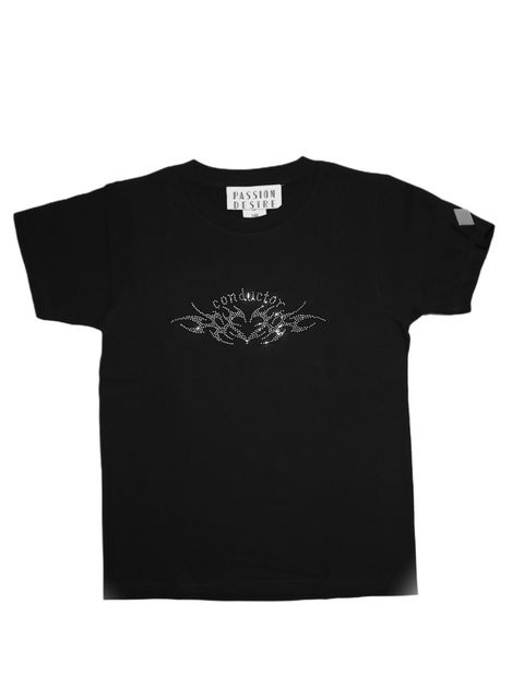 【26SS】ストーン デコレート ハート トライバル ミニ Tシャツ / STONE DECORATED HEART TRIBAL MINI T-SHIRT / ブラック