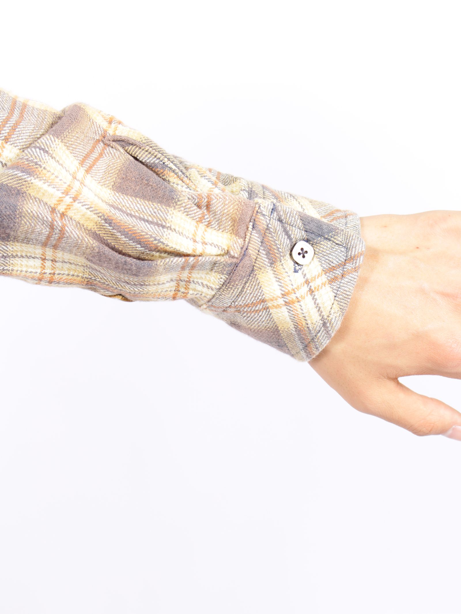 【26AW】コットン チェック ブリーチド シャツ 長袖 柄シャツ / COTTON CHECK BLEACHED SHIRT / ブルー