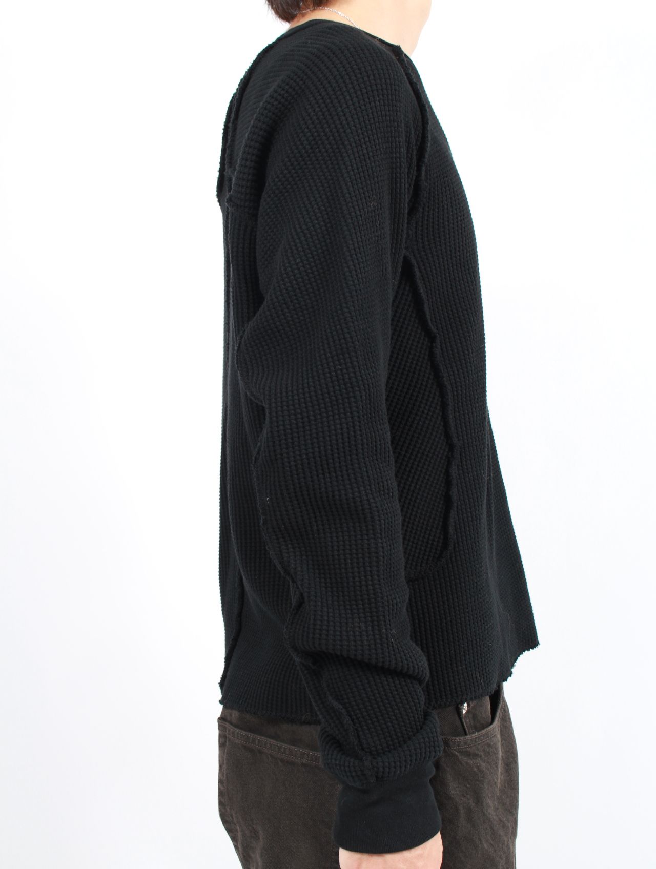 【25AW】 ワッフル サーマル ロングスリーブ 長袖 Tシャツ / WAFFLE THERMAL LONG SLEEVE T‑SHIRT / BLACK(ブラック)