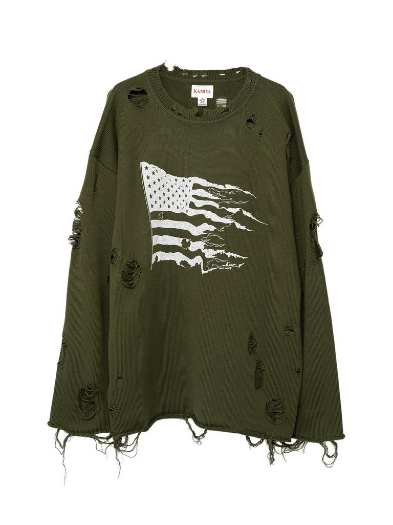 KAMIYA - 【23AW】ダメージ加工 USA ニット / DESTROYED KNIT LST 