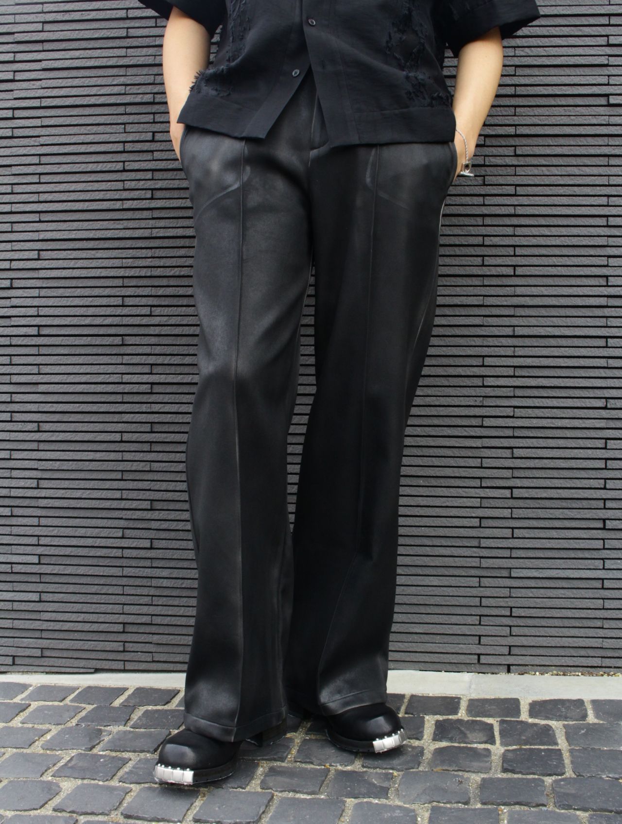 TAAKK - 【25SS】レザーライク ジャージー スラックス / SLACKS