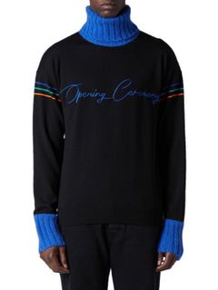 サインブロックカラー タートルネック / OC SIGN BLOCKCOLOR TURTLENECK / ブラック×ブルー
