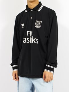 【25SS】オーバーサイズ ストライプ フットボール 長袖 シャツ / OVERSIZED STRIPE FOOTBALL SHIRT / ブラック