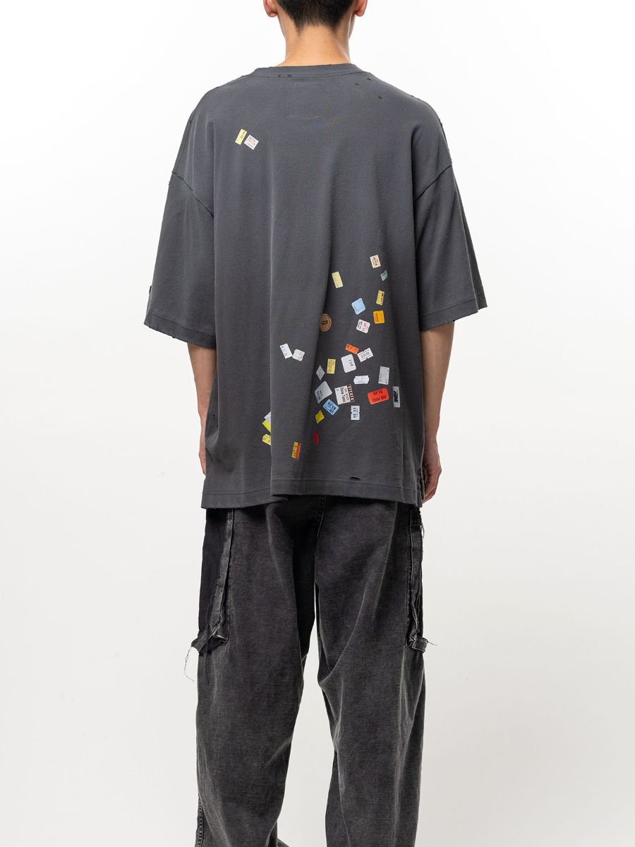 【26AW】 プライス ステッカー Tシャツ 半袖 ダメージ加工 / PRICE STICKER TEE / ブラック