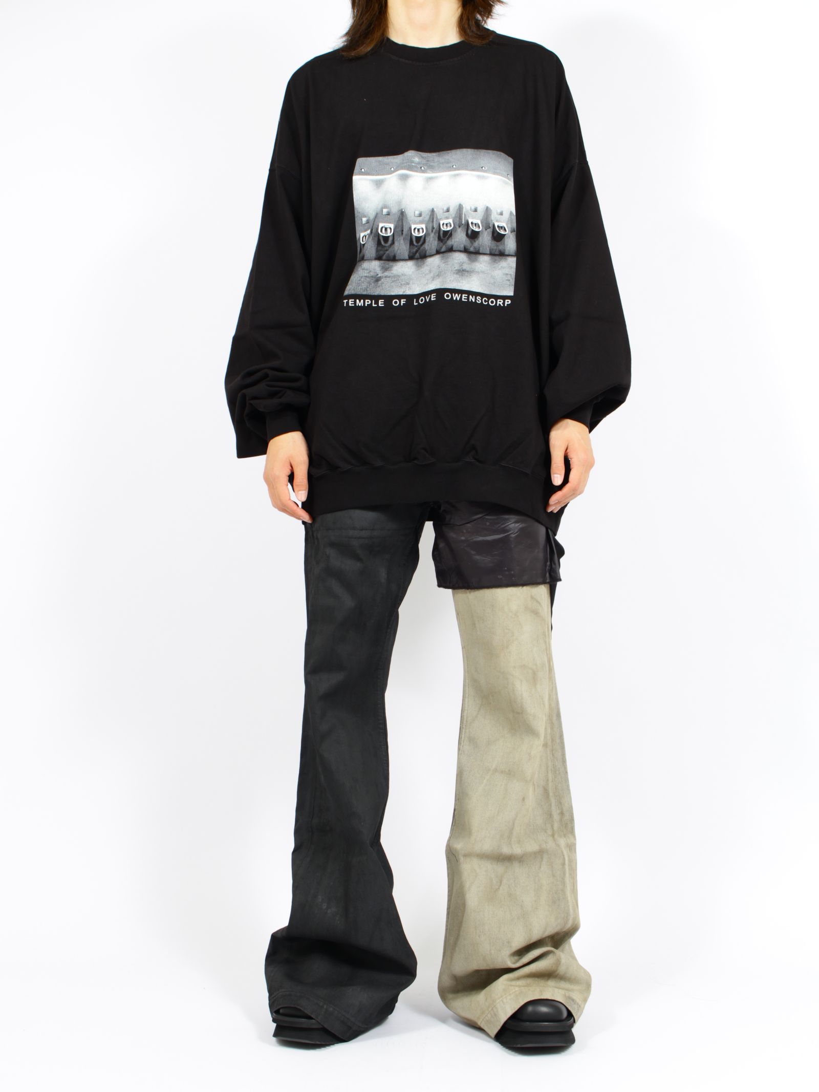 【26SS】ハン クルーネック 長袖 Tシャツ / HUN CREWNECK / ブラック×ミルク