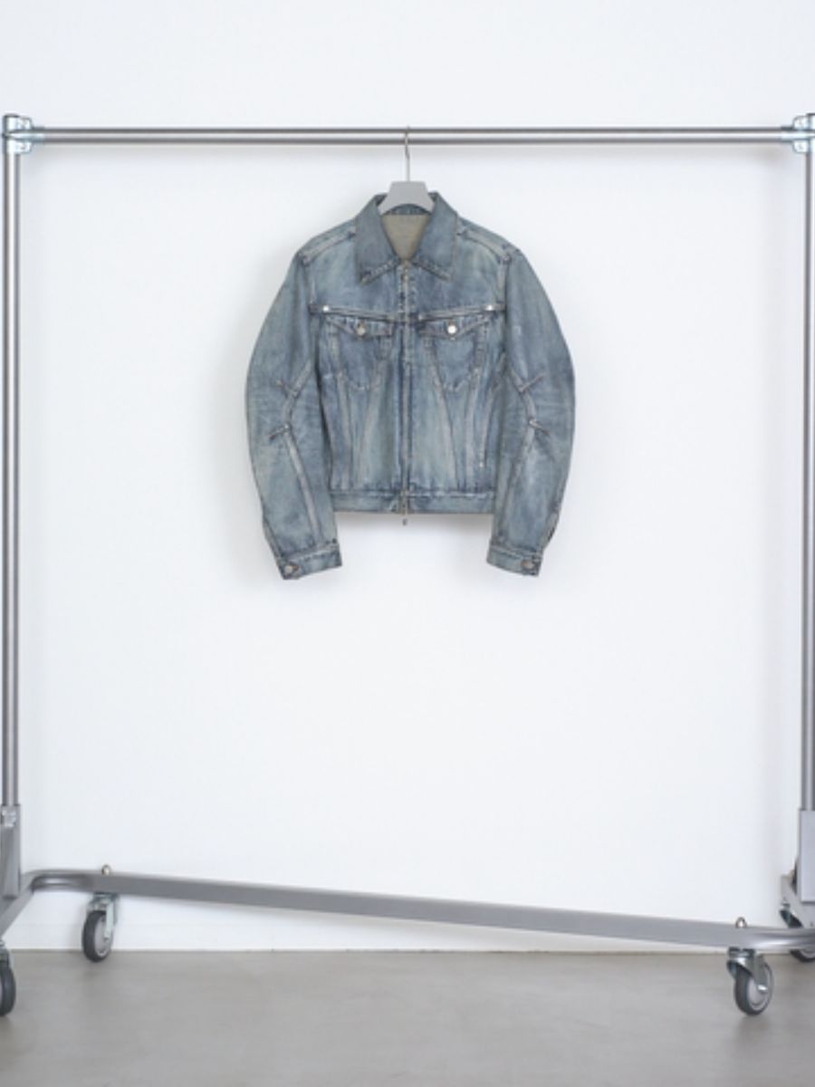 デニム ジップ アップ トラッカー デニム ジャケット / DENIM ZIP UP TRUCKER / WAXED ICE WASH (アイスブルー)
