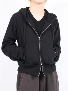 【24AW】パネルデザイン ジップアップ パーカー /  PANELLED ZIP UP HOODIE / BLACK(ブラック)