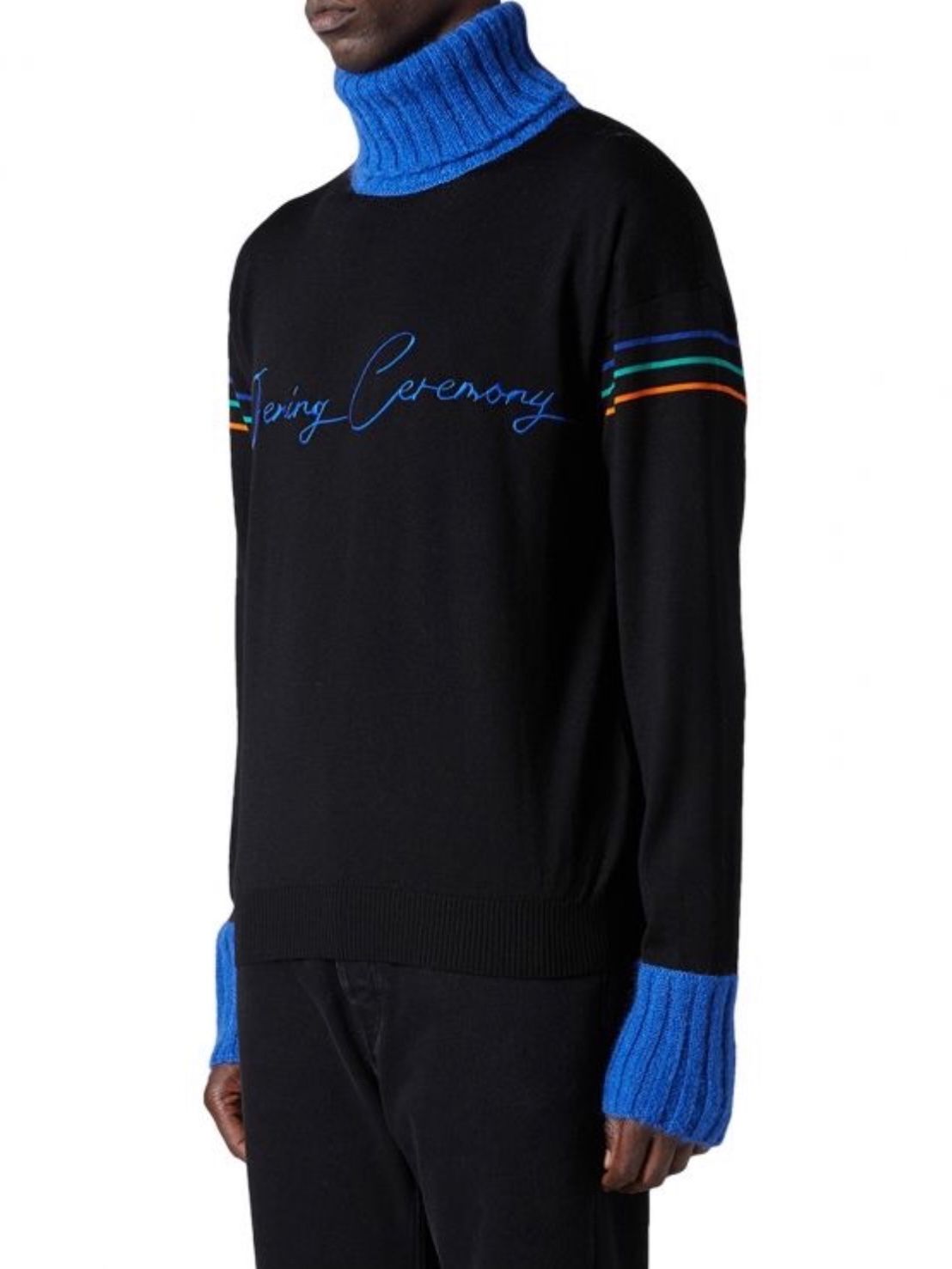 サインブロックカラー タートルネック / OC SIGN BLOCKCOLOR TURTLENECK / ブラック×ブルー