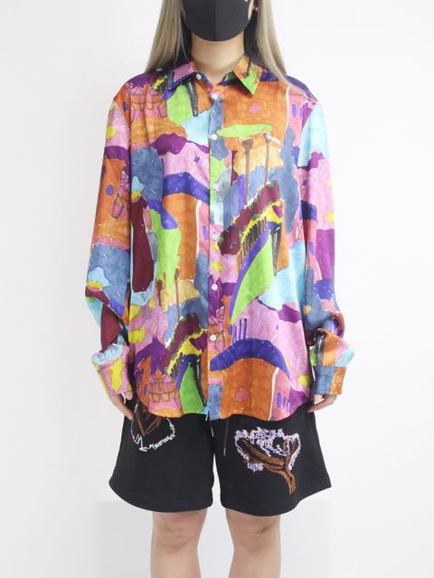 都市柄 アートシャツ / LONG SLEEVE SHIRT IN ALL OVER “VIALI” / マルチカラー