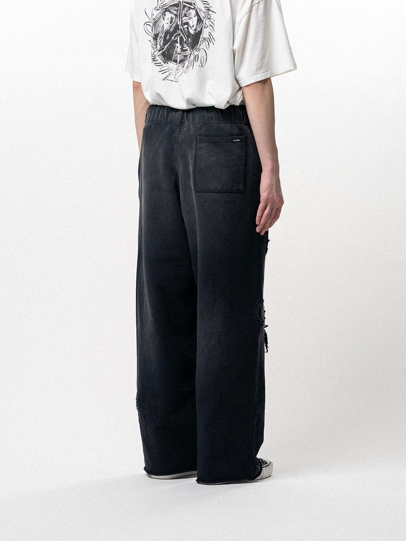 【26SS】REPAIRED NAME PATCH WIDE SWEAT PANTS / ブラック