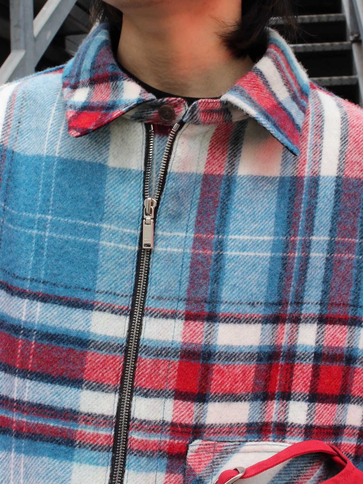 WE11DONE - 【22AW】ハーフジップチェックシャツ / BLUE WD CHECK