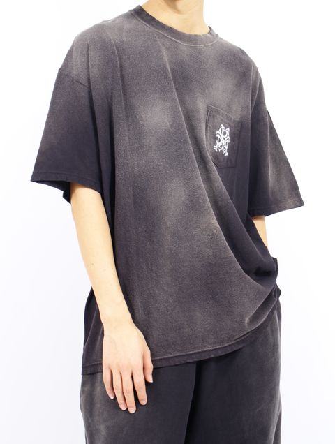 【25SS】"カミヤ-ローズ" ディストレスド ポケット Tシャツ 半袖 カットソー / “KMY-ROSE” DISTRESSED POCKET TEE / ブラック