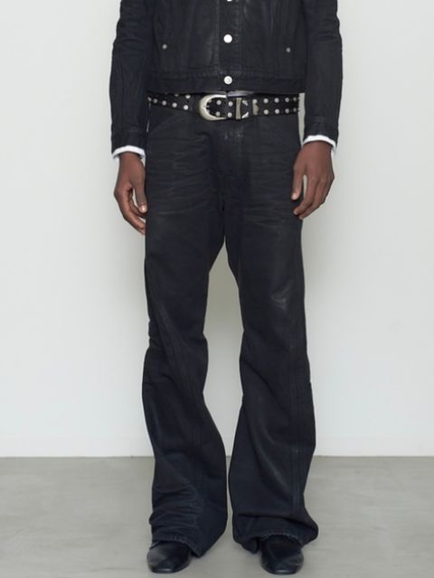 【26AW】3D ツイステッド ジーンズ デニム パンツ コーティング加工 / 3D TWISTED JEANS / LUSTER COATED BLACK(ブラック)