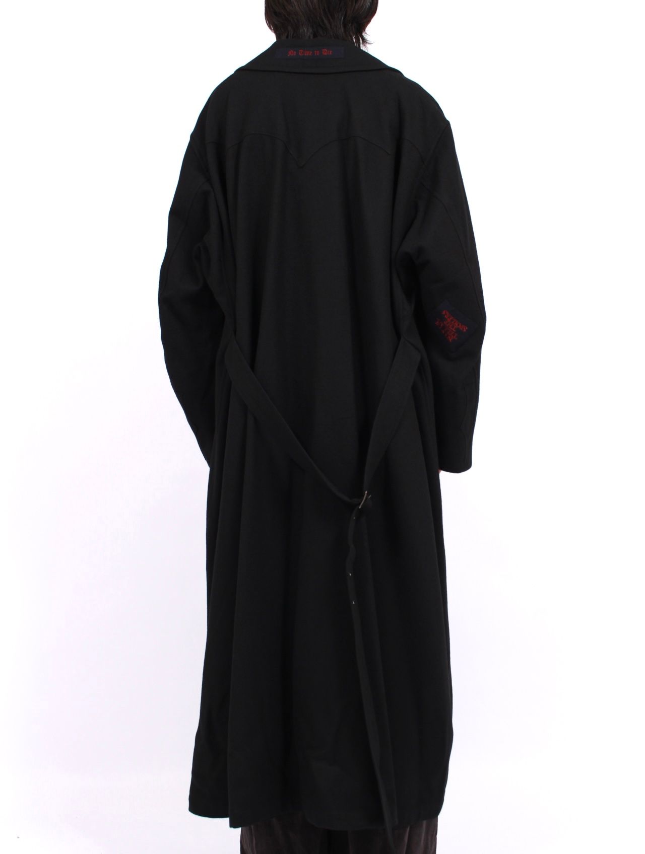 【25AW】バットマン ドレープ ロング ピー コート / "BATMAN" DRAPE LONG P-COAT / ブラック