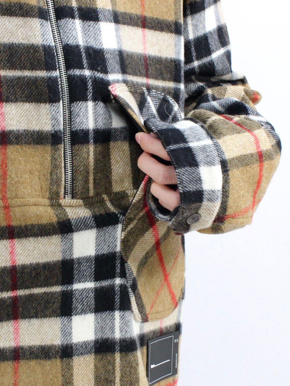 限定製作 WE11DONE CAMEL - HALF Check Half-Zip ZIP half Shirt SHIRT ...