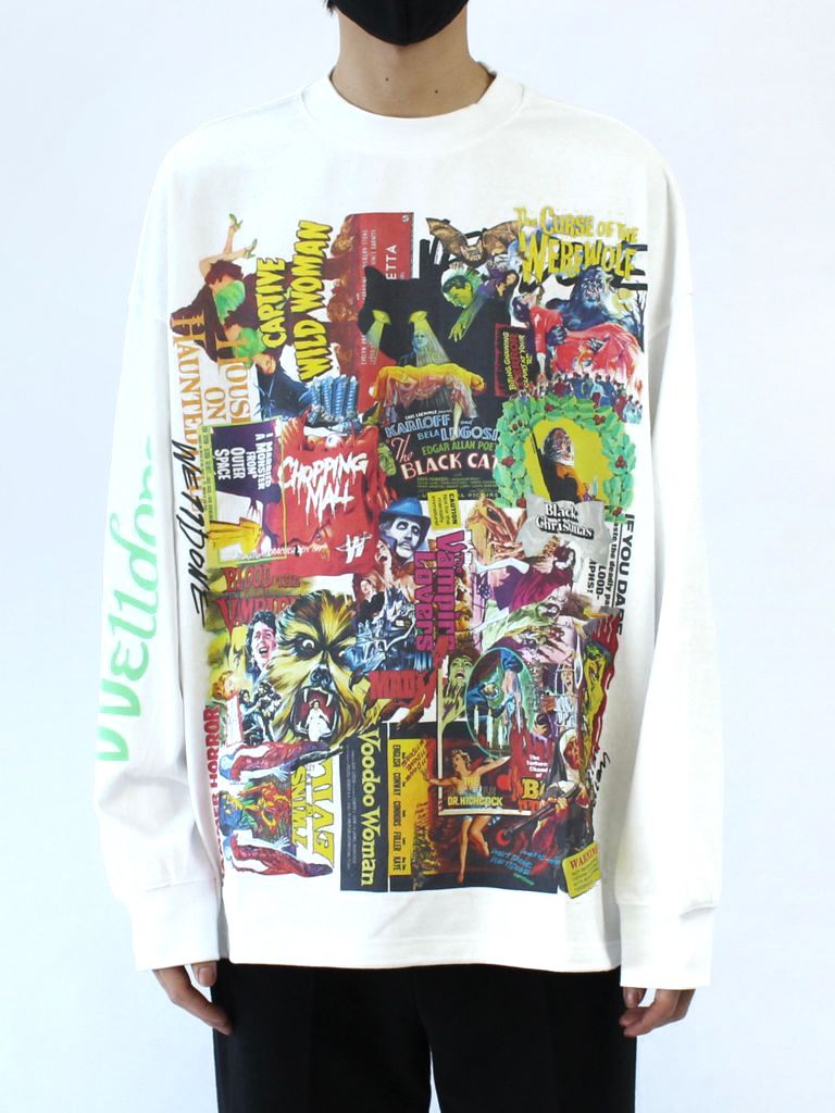 WE11DONE - 【22AW】ホラーコラージュ ロングスリーブTシャツ / WHITE