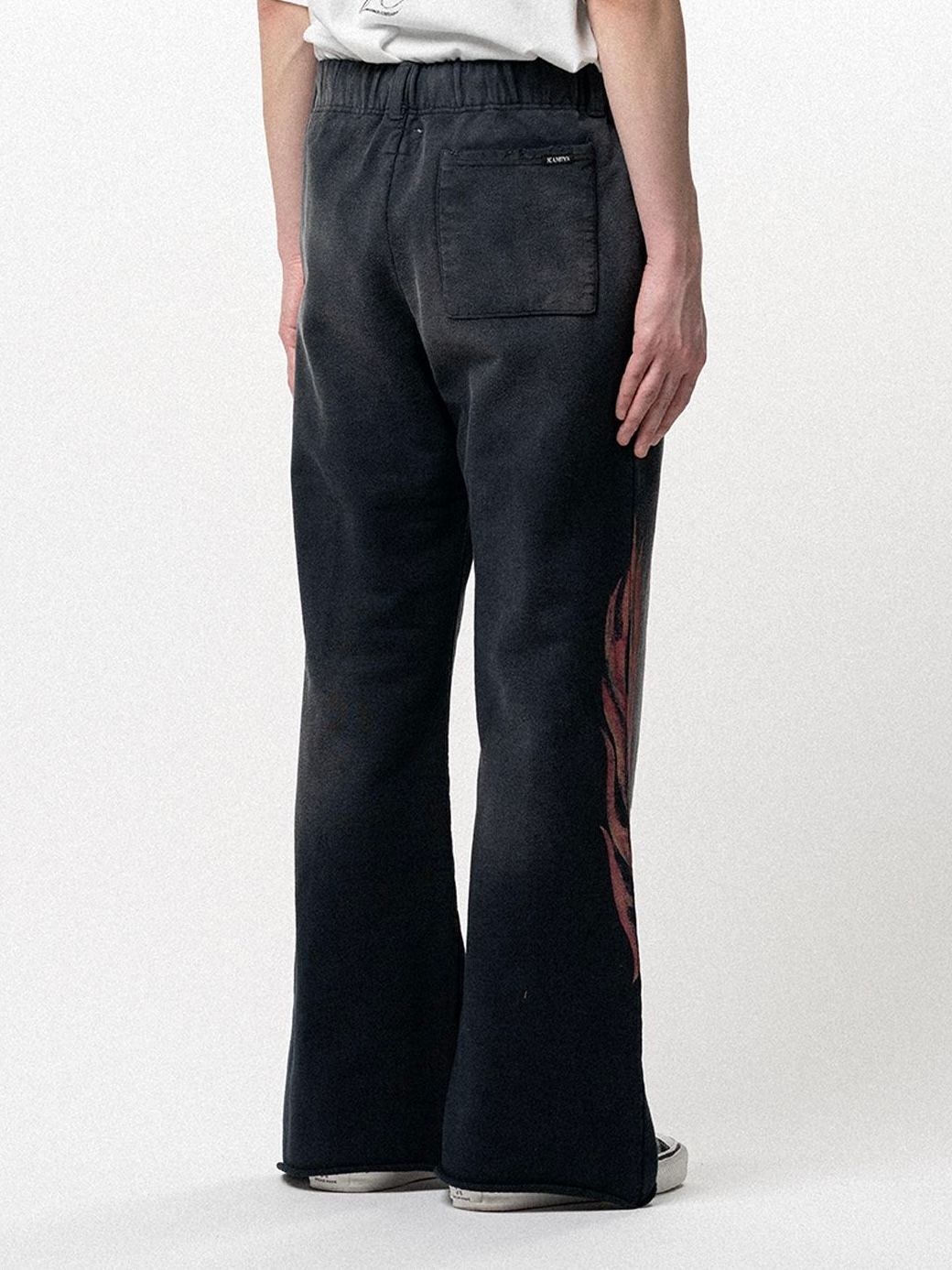 【26SS】クレヨン フレーム ブーツカット スウェットパンツ / "CRAYON FLAME" DISTRESSED BOOTCUT SWEAT PANTS / ブラック