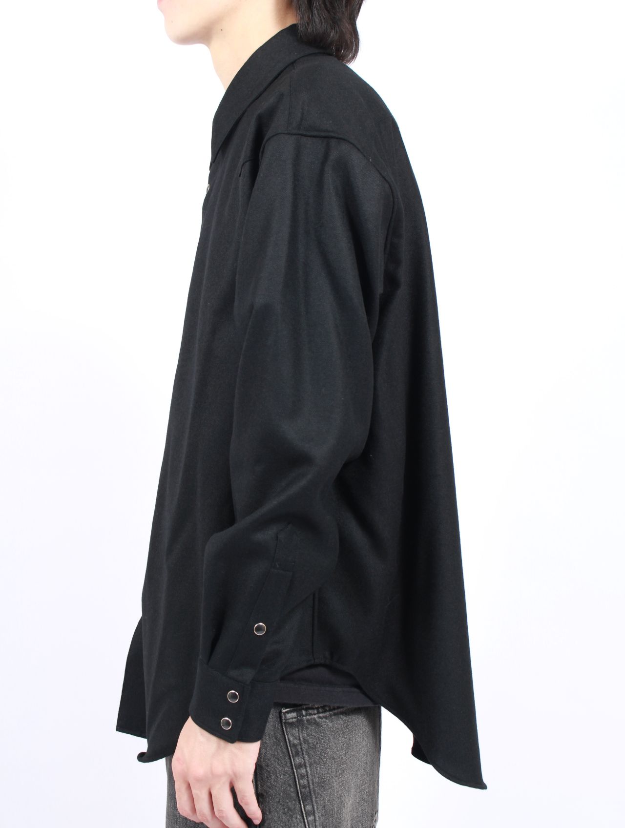 【25AW】ウール シャツ ウエスタンシャツ / WOOL SHIRTS / ブラック