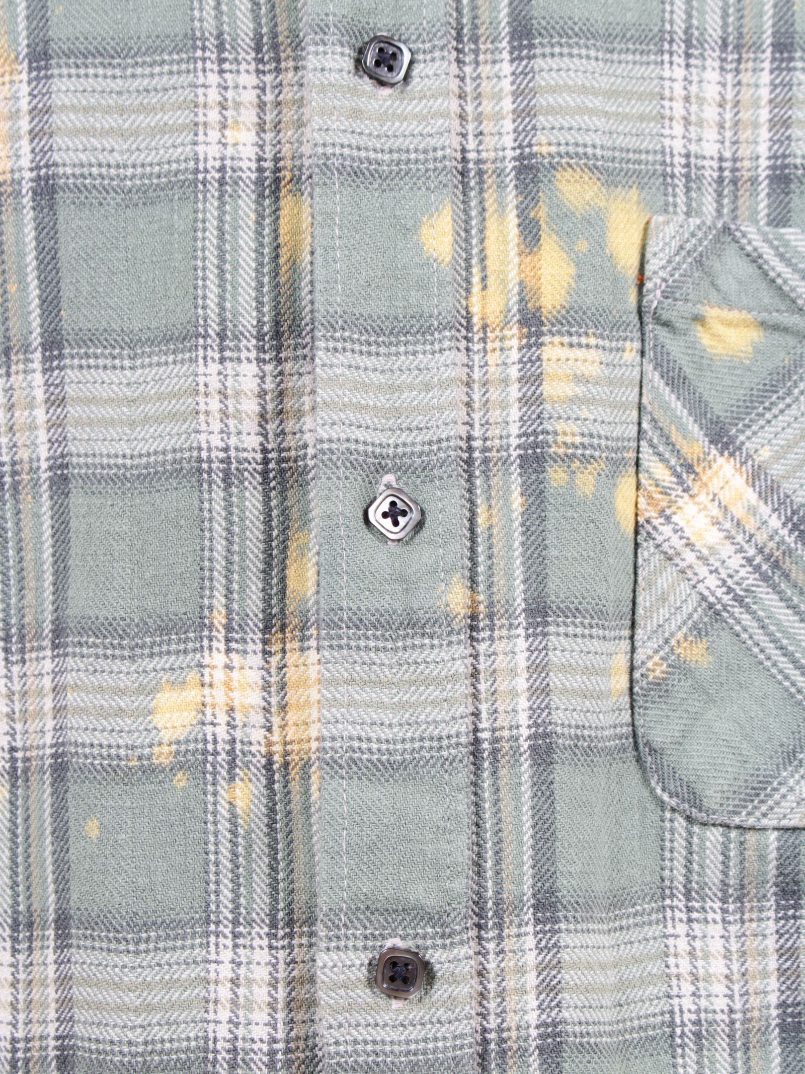 【26SS】コットン フランネル チェック ブリーチ シャツ / COTTON FLANNEL CHECK BLEACH SHIRT / グリーン