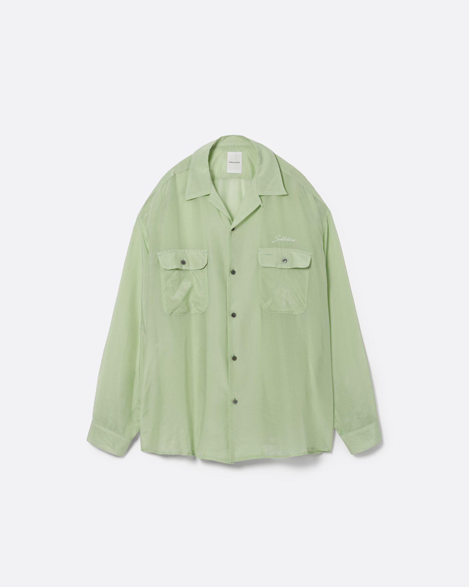 シルク コットン オープンカラー シャツ / SILK COTTON OPEN COLLAR SHIRTS .17 / YOMOGI (グリーン)