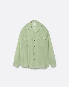 シルク コットン オープンカラー シャツ / SILK COTTON OPEN COLLAR SHIRTS .17 / YOMOGI (グリーン)