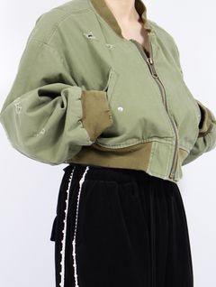 【25SS】コットン ディストレスド ショート フライト ジャケット / COTTON DISTRESSED SHORT FLIGHT JKT / オリーブ