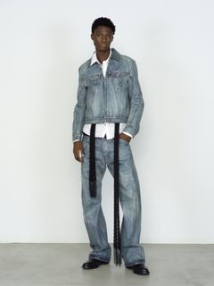 デニム ジップ アップ トラッカー デニム ジャケット / DENIM ZIP UP TRUCKER / WAXED ICE WASH (アイスブルー)