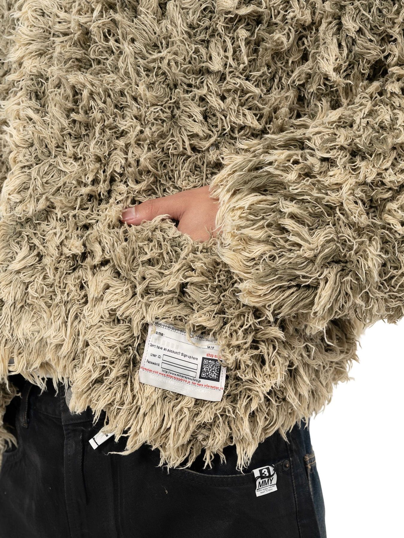 【25AW】ブリーチ シャギー ニット カーディガン / BLEACHED SHAGGY KNIT CD / カーキ