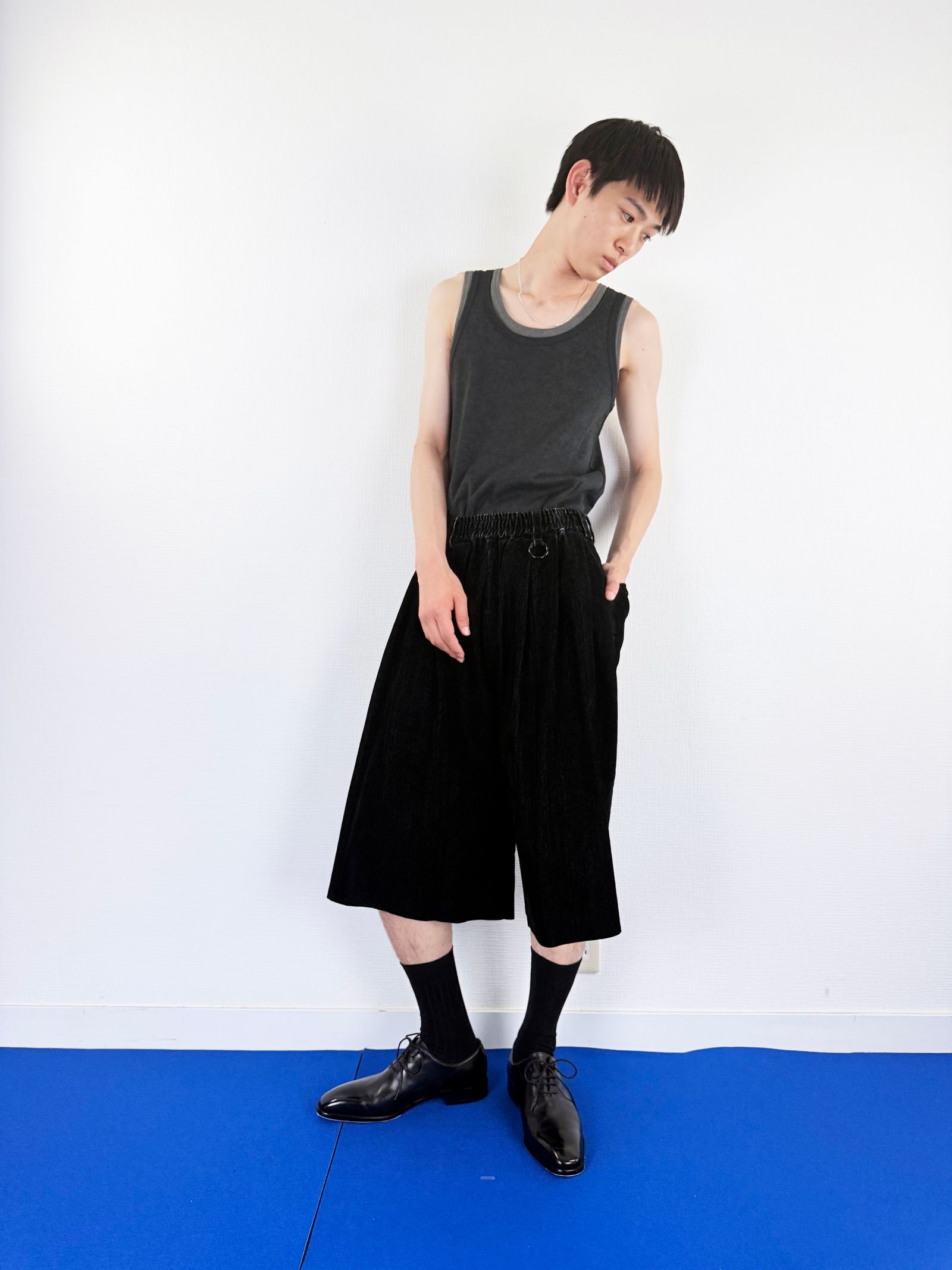 【26SS】 カバード デニム ショート トラウザー / COVERD DENIM SHORT TROUSERS / ブラック
