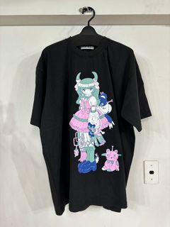 【25SS】ロリータ ガール Tシャツ ハード ウォッシュ アートワーク バイ カエ タナカ / LOLITA GIRL T-SHIRT HARD WASH ARTWORK BY KAE TANAKA / ウォッシュ ブラック