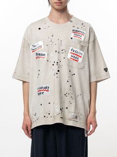 【26SS】エンブリッシュド ステッカー Tシャツ 半袖 カットソー / EMBLLISHED STECKER T-SHIRTS / ホワイト