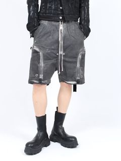 【24SS】バウハウスカーゴ デニム コーティンング サルエル ショートパンツ / BAUHAUS SHORTS / ダークダスト