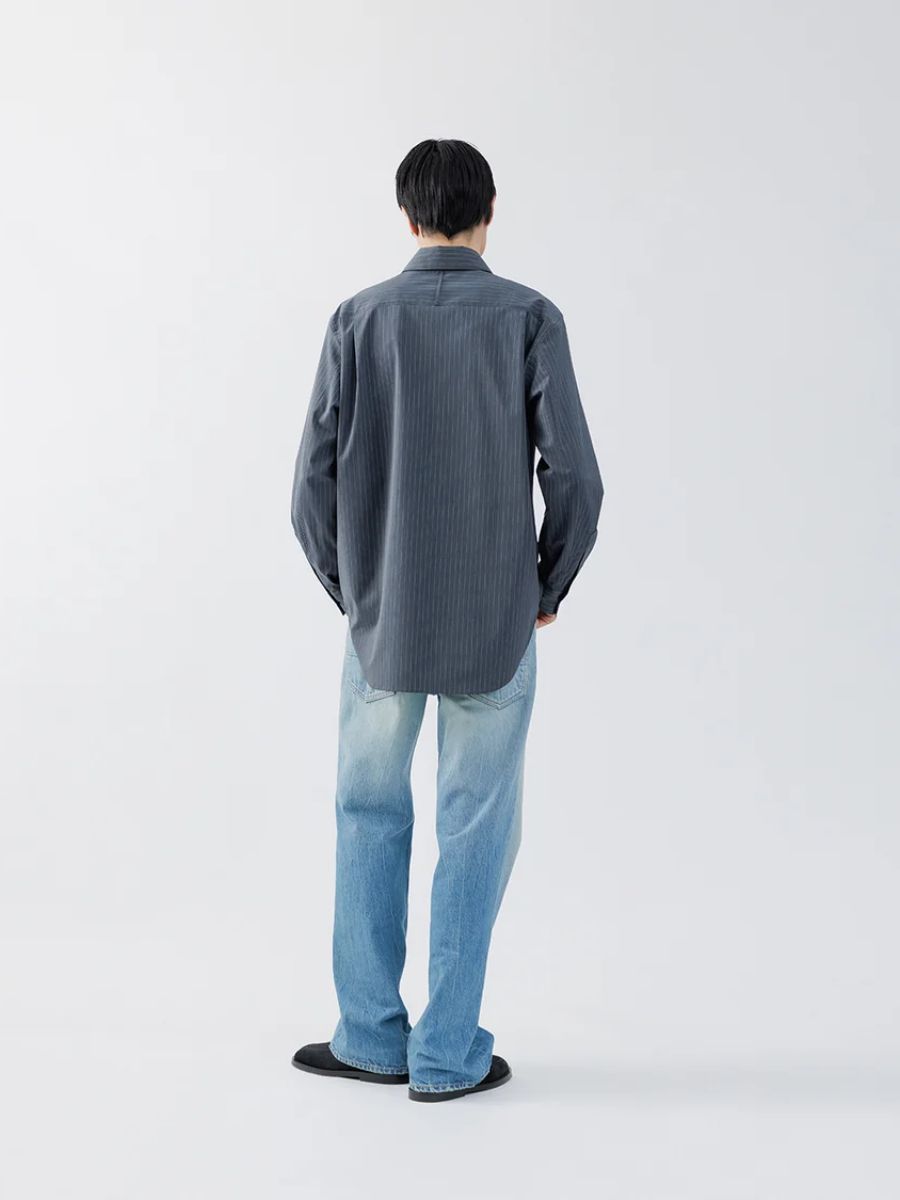 【26AW】 レギュラー フィット タブカラー シャツ ストライプ シャツ / REGULAR FIT TAB COLLAR SHIRT / グレー