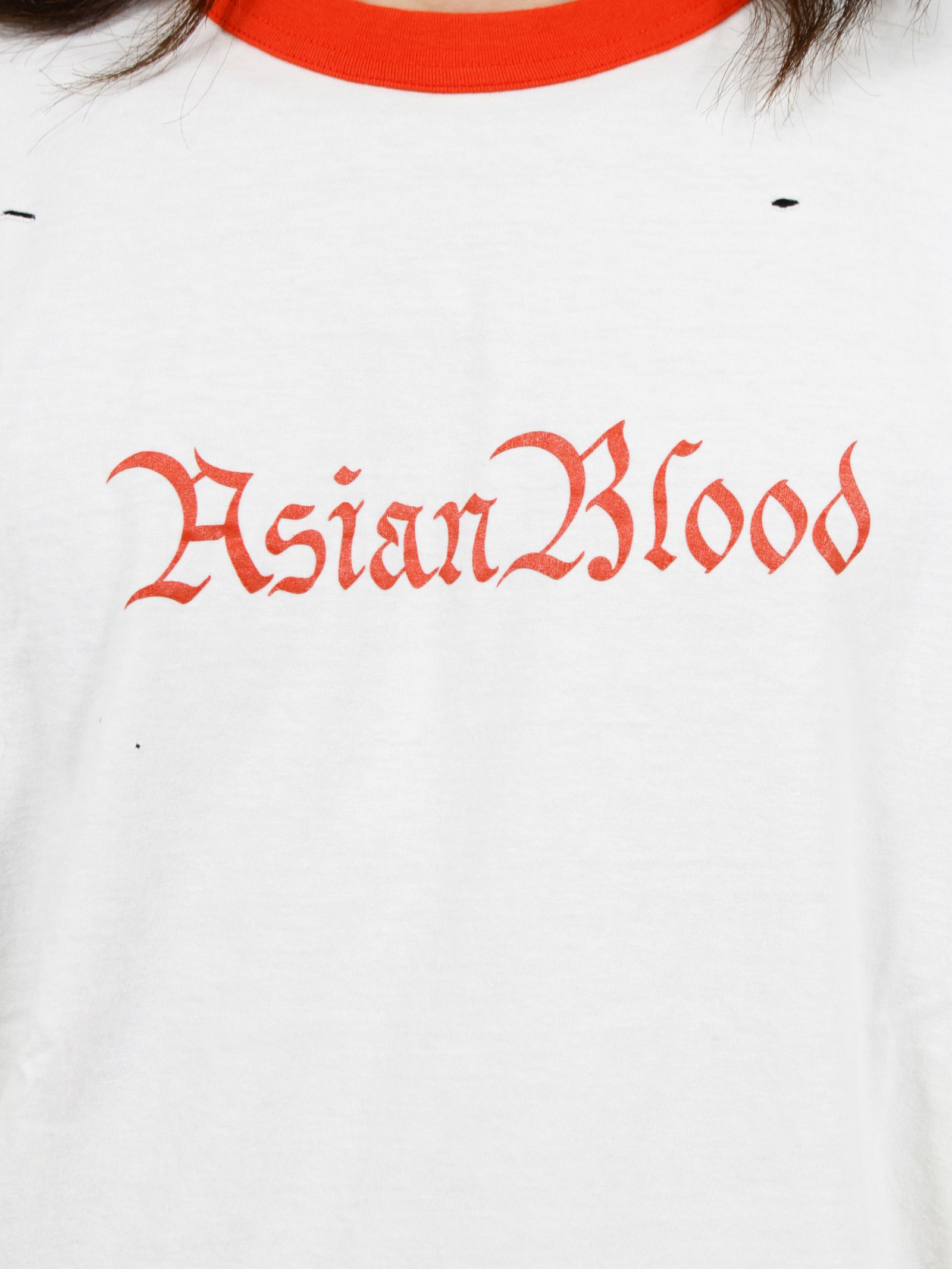 【26SS】ディストレスド トリム Tシャツ 'ASIANBLOOD / DISTRESSED TRIM T SHIRT 'ASIANBLOOD / ホワイト