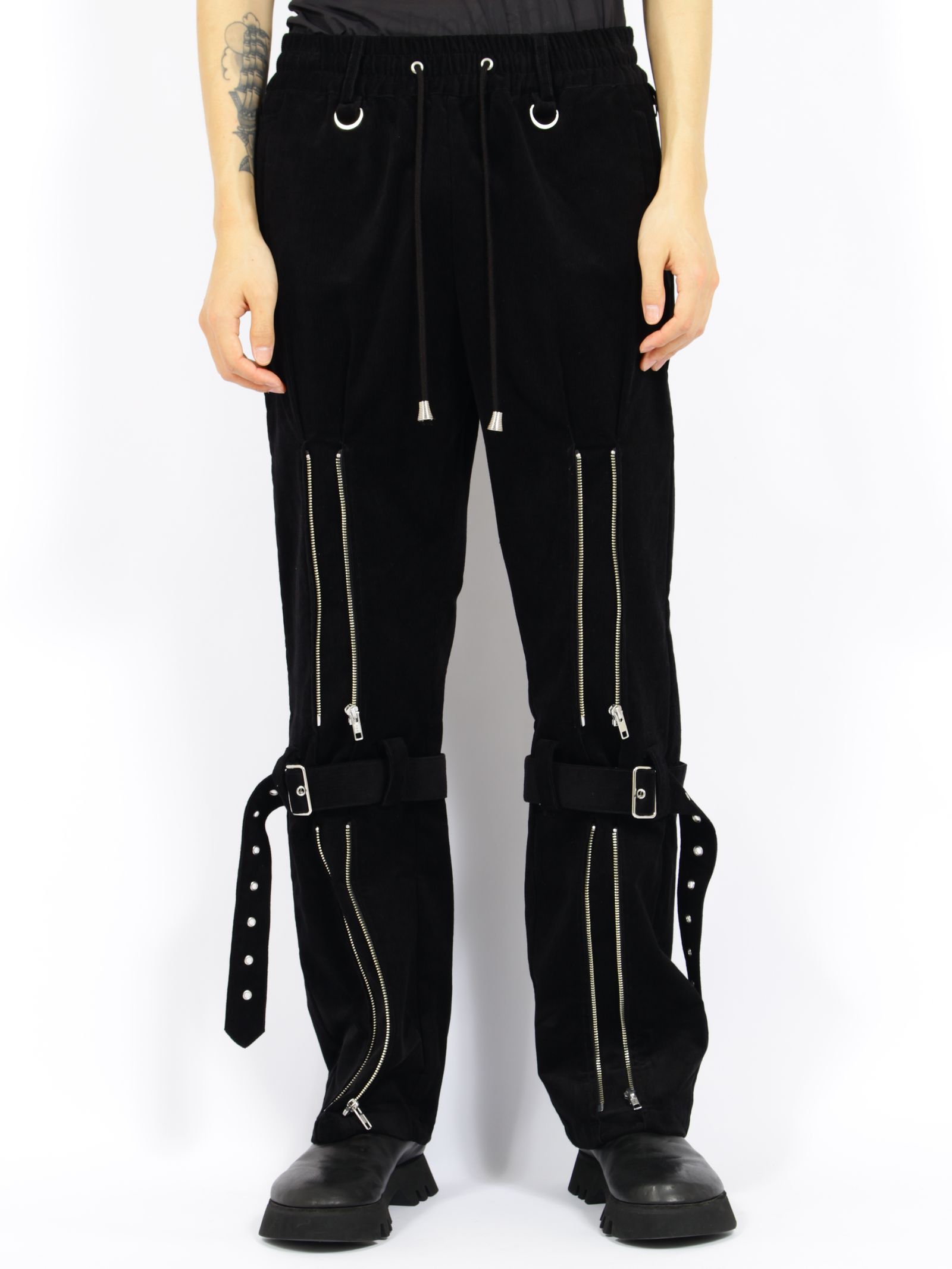 【26AW】コットン コーデュロイ ボンデージ イージー トラウザーズ パンツ / COTTON CORDUROY BONDAGE EASY TROUSERS / ブラック