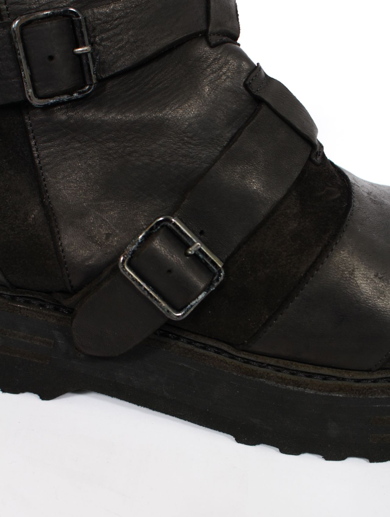 【526VPW】250足限定 馬革 ラバーソール ベルトバックル パッチワーク ブーツ / BELT BUCKLES PATCHWORK BOOT HORSE FULL GRAIN & REVERSE / ブラック