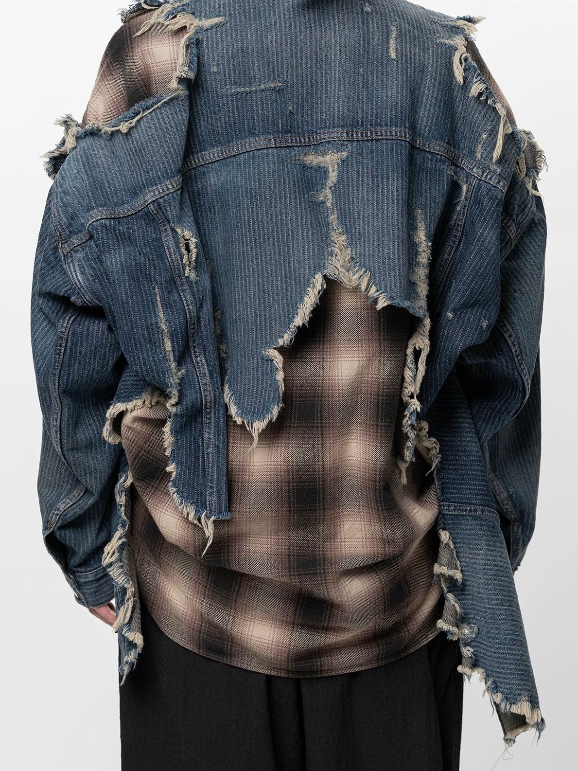 【26SS】チェックシャツ レイヤード デニム ジャケット / CHECK SHIRT  LAYERED DENIM JACKET / インディゴ