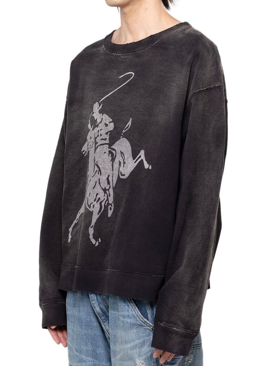 【24AW】ロデオ ブリーチド プルオーバー スウェット / "RODEO"BREACHED PULLOVER / ブラック