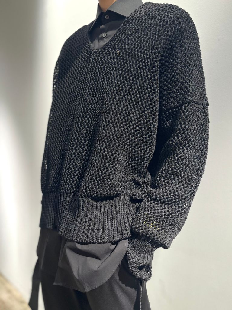 sulvam - 【23SS】メッシュ アシンメトリー ニット / MESH ASYMMETRY 