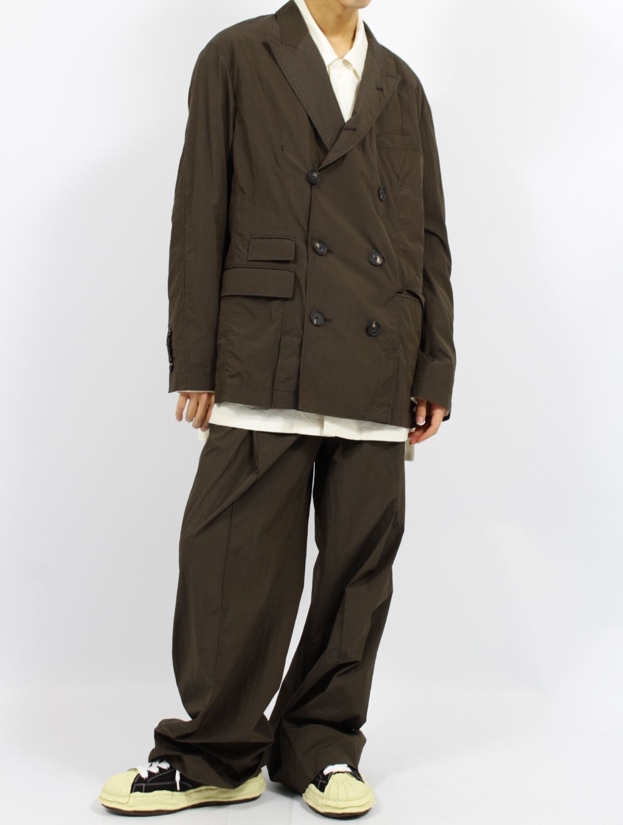 【25SS】ワッシャーナイロン ダブル ブレステッド ジャケット / WASHER NYLON DOUBLE BREASTED  JACKET.13 / バッファローブラウン