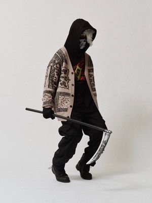 バンダナ柄 カーディガン / BANDANA CARDIGAN / グレー