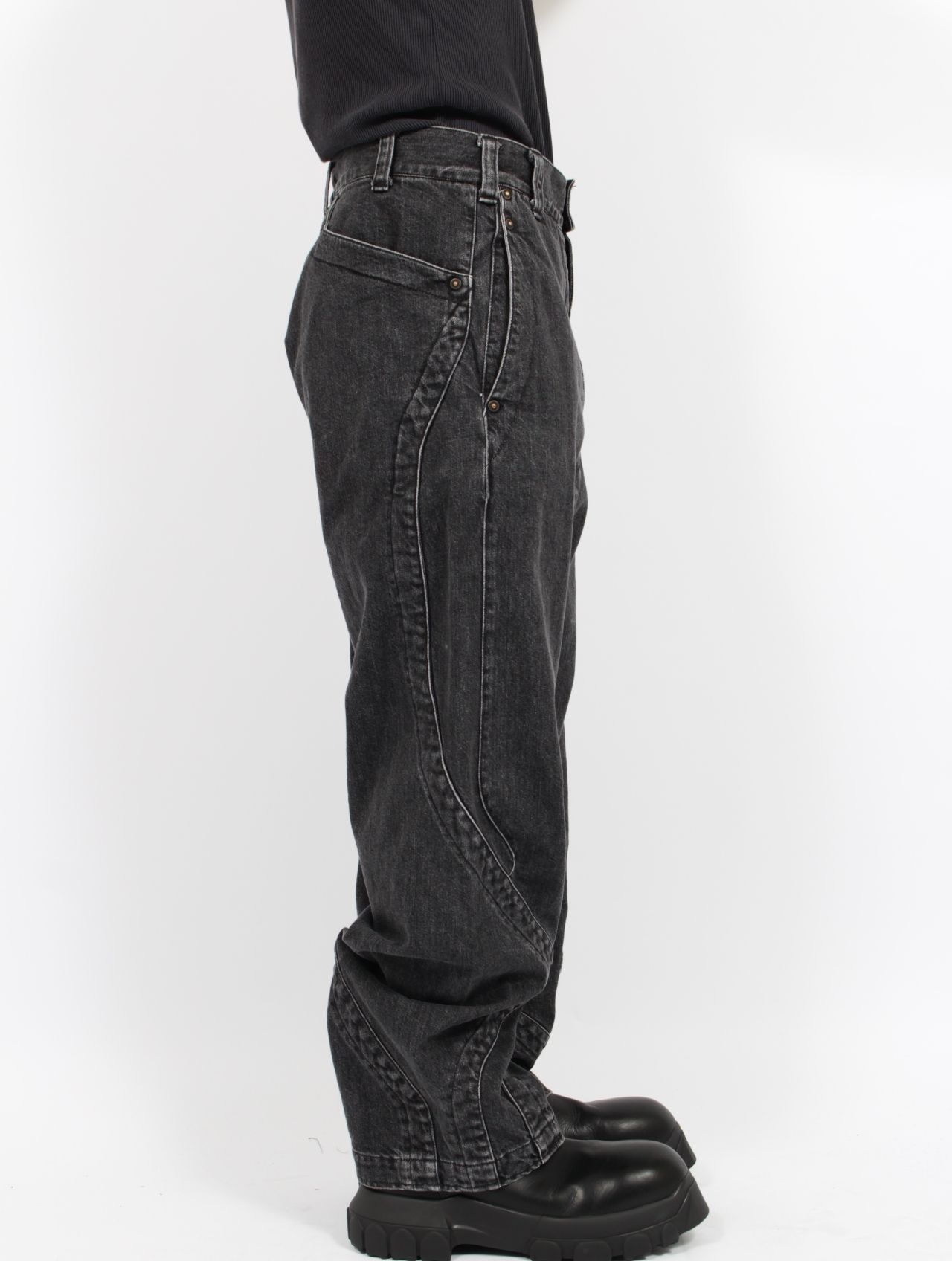 【25SS】ウォッシュ デニム パンツ / BANYONGJIU PANTS / ウォッシュブラック