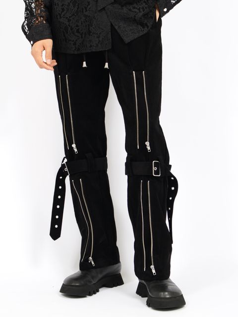 【26AW】コットン コーデュロイ ボンデージ イージー トラウザーズ パンツ / COTTON CORDUROY BONDAGE EASY TROUSERS / ブラック