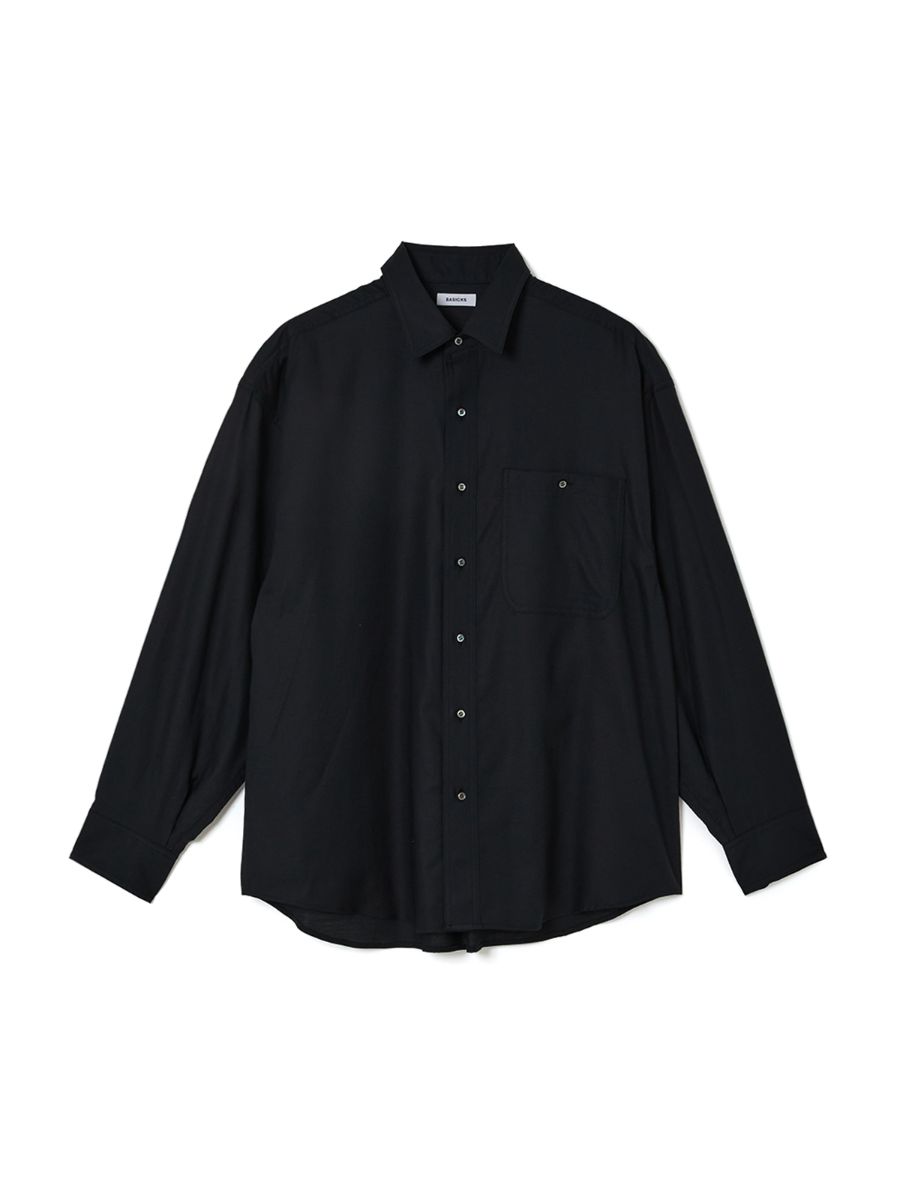 ルカ シルク シャツ ドレープ シャツ / LUCA SILK SHIRT / ブラック