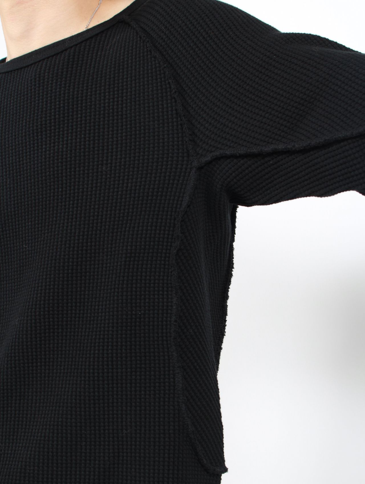 【25AW】 ワッフル サーマル ロングスリーブ 長袖 Tシャツ / WAFFLE THERMAL LONG SLEEVE T‑SHIRT / BLACK(ブラック)