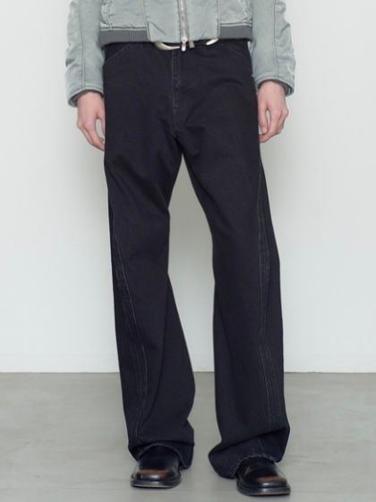 【26AW】3D ツイステッド ジーンズ デニム パンツ / 3D TWISTED JEANS / FADED BLACK(ブラック)