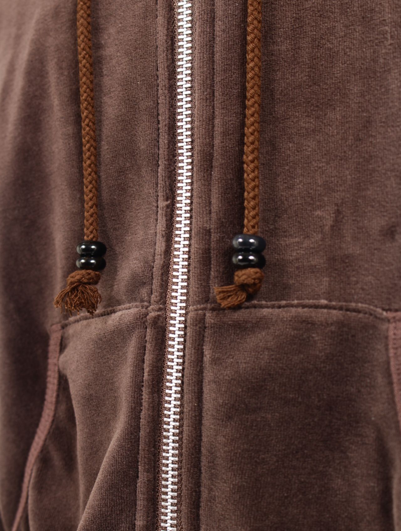 【25AW】 ベロア ジップアップ フーディー  パーカー VELOUR ZIP UP HOODIE / BROWN(ブラウン)