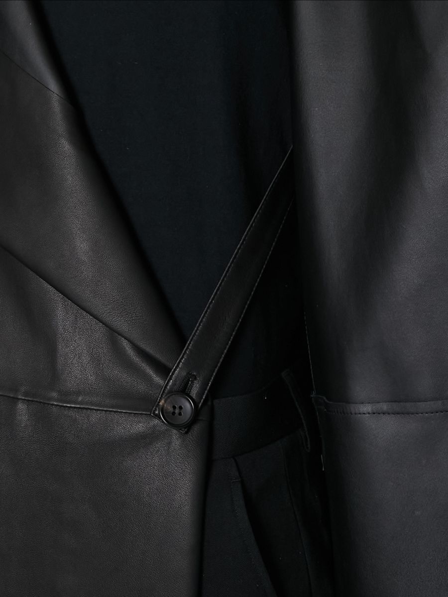 【27SS】アンライニング シープ レザー コート トレンチコート / UNLINED SHEEP LEATHER COAT / ブラック