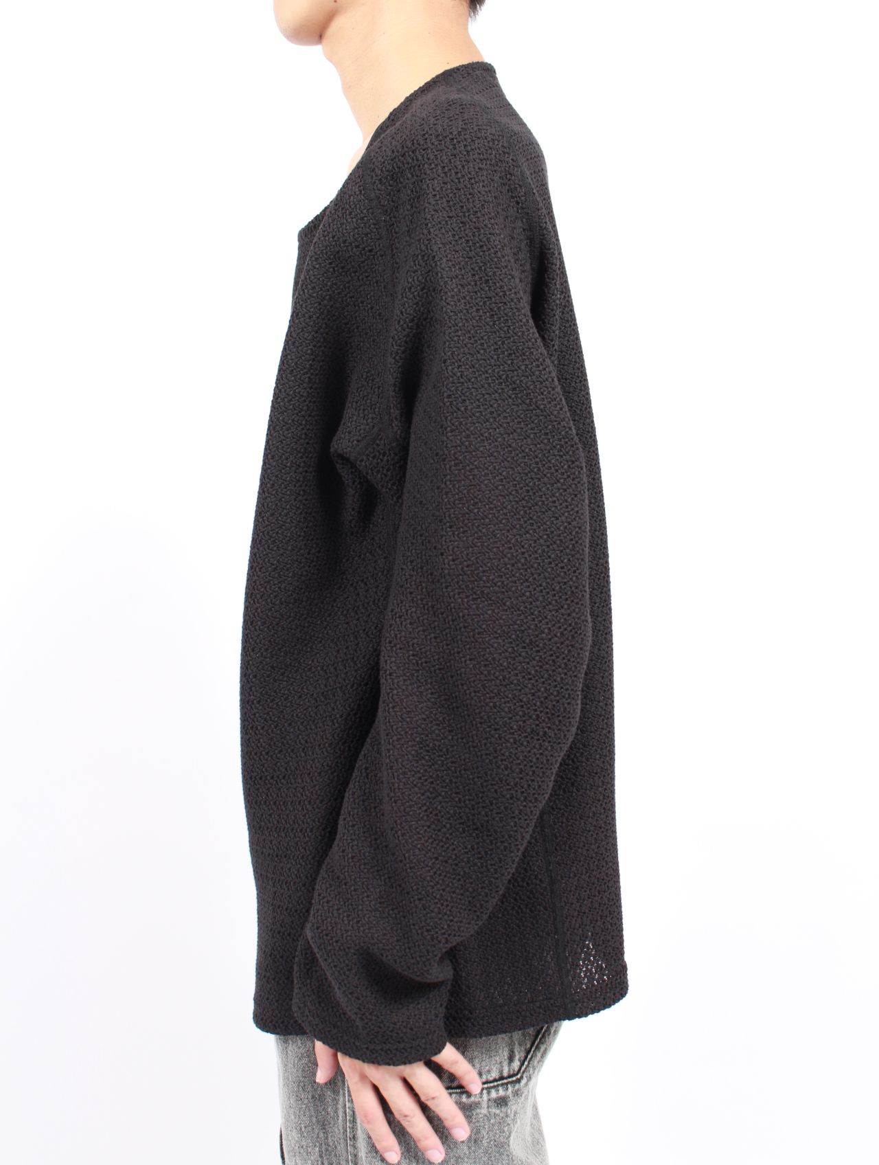 【25AW】ロングスリーブ Tシャツ 長袖 メッシュ カットソー / LONG SLEEVE T-SHIRTS / ブラック