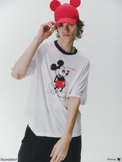 【25SS】ミッキーマウス ヴィンテージ リンガー Tシャツ / × MICKEY MOUSE VINTAGE RINGER T-SHIRT / ブラック